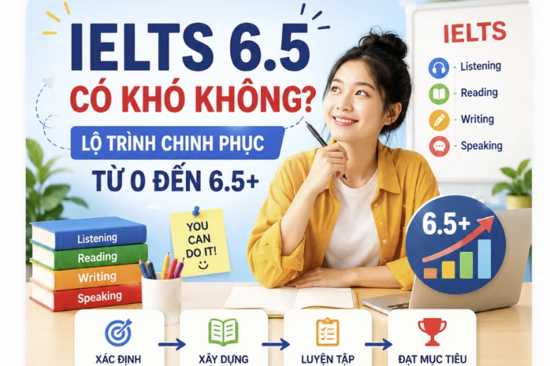 IELTS 6.5+ CÓ KHÓ KHÔNG? LỘ TRÌNH CHINH PHỤC TỪ 0 ĐẾN 6.5+
